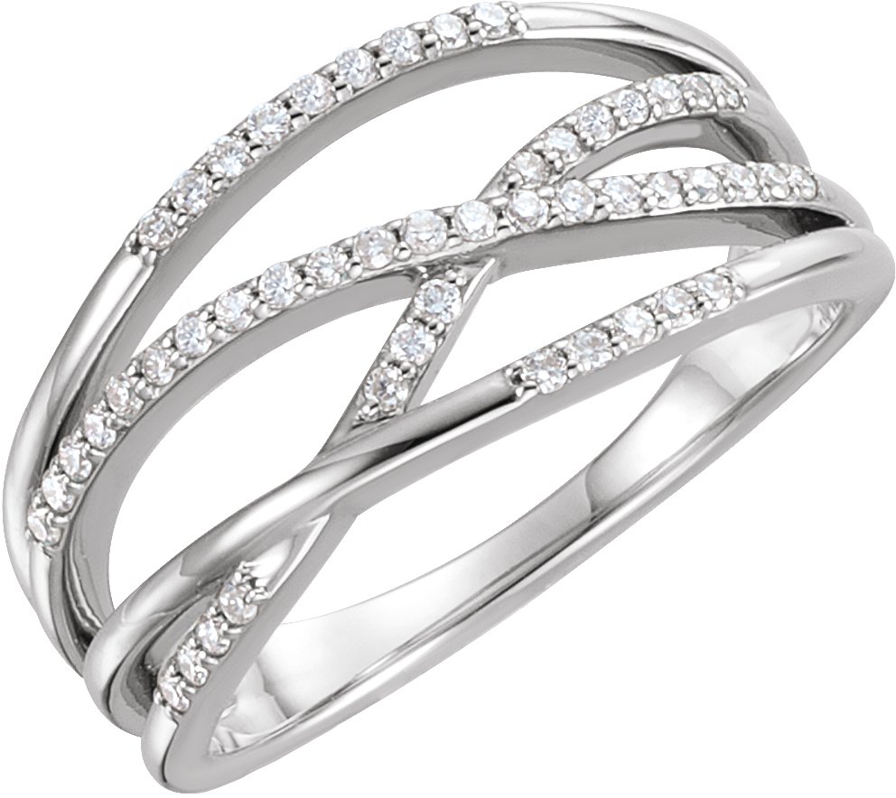 14K White 1/5 CTW Diamond Criss-Cross Ring