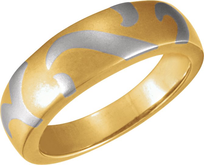 18K Yellow & Platinum 6.25 mm Inlaid Design Band