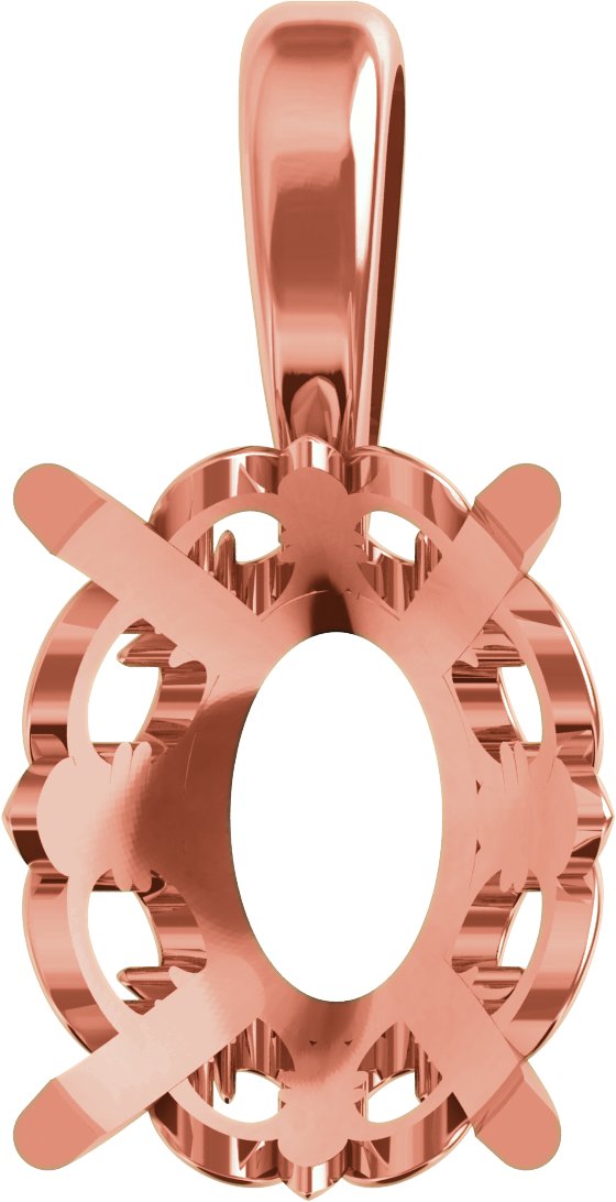 Oval 4-Prong Fleur-de-lis Pendant