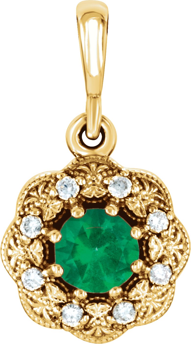 14K Yellow Emerald and .06 CTW Diamond Pendant Ref 11798985