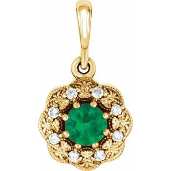 14K Yellow Emerald and .06 CTW Diamond Pendant Ref 11798985