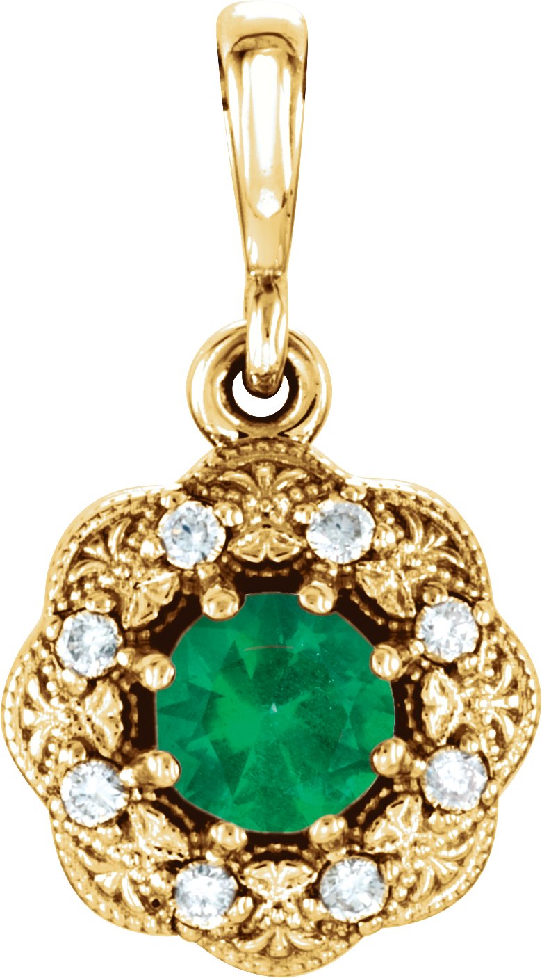 14K White Emerald and .06 CTW Diamond Pendant Ref 11798984