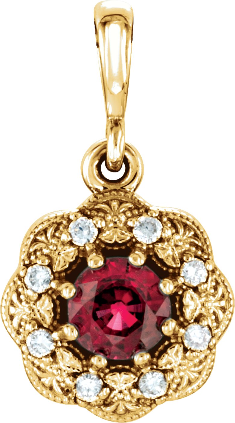 14K Yellow Ruby and .06 CTW Diamond Pendant Ref 11799060