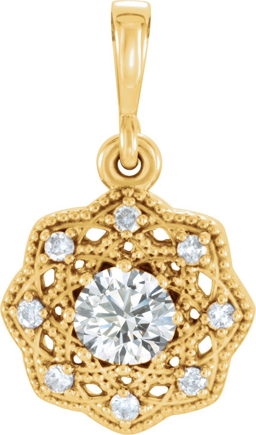 14K Yellow .33 CTW Diamond Halo Style Pendant Ref 11799271