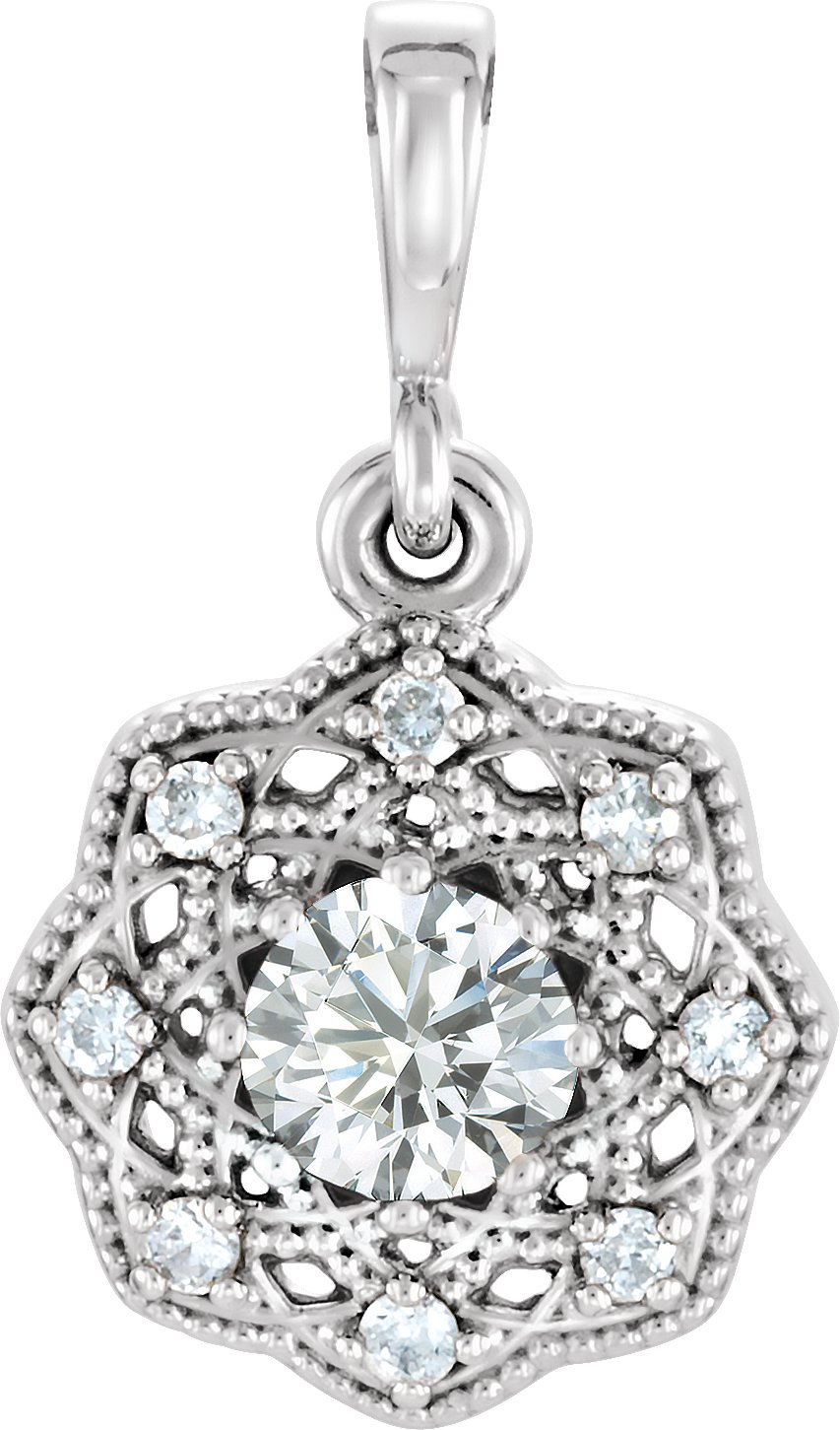 14K White 1/3 CTW Natural Diamond Halo-Style Pendant 