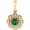 14K Yellow Emerald and .06 CTW Diamond Halo Style Pendant Ref 11796531