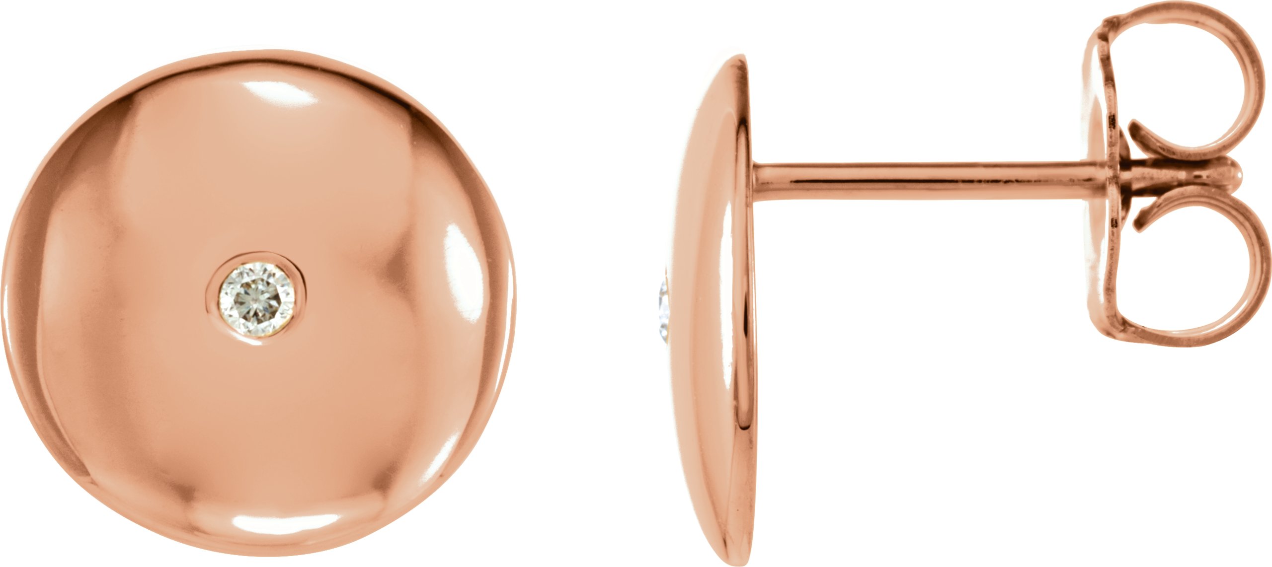 14K Rose Gold  .03 CTW Natural Diamond Domed Earrings