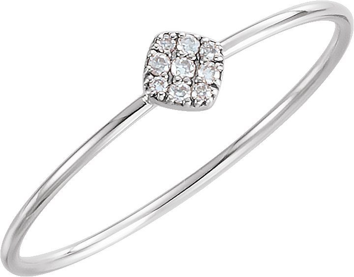 14K White 1/8 CTW Diamond Petite Square Ring