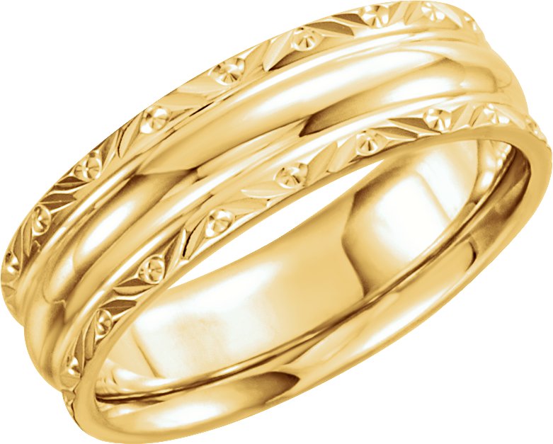 14K Yellow 6 mm Design-Engraved Band Size 11