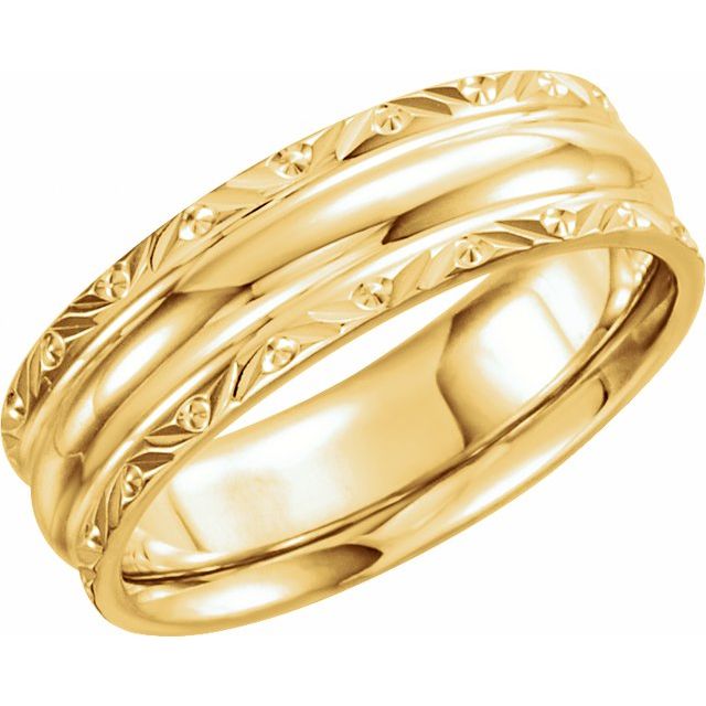14K Yellow 6 mm Design-Engraved Band Size 11