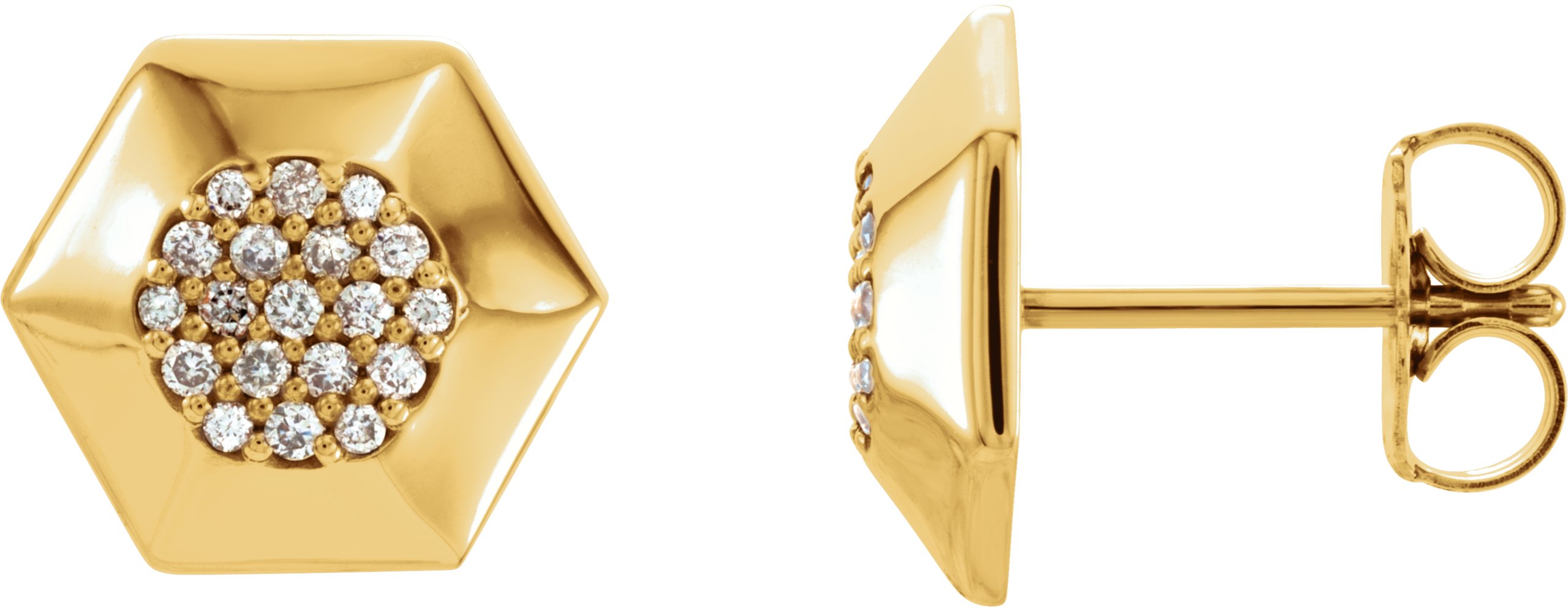 14K Yellow Gold 1/6 CTW Natural Diamond Geometric Earrings