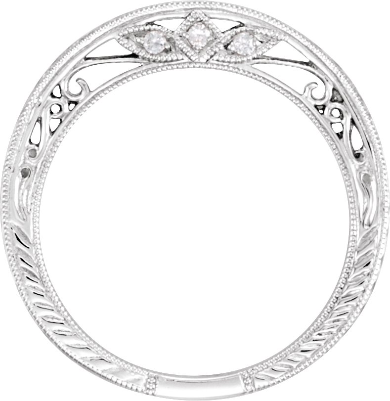 14K White .03 CTW Diamond Design-Engraved Band 