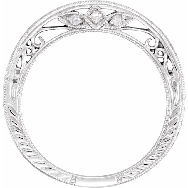 14K White .03 CTW Diamond Design-Engraved Band 