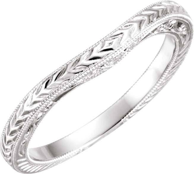 14K White .03 CTW Natural Diamond Design-Engraved Band 