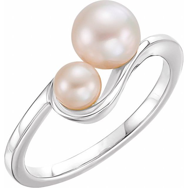 14K White  Cultured White Freshwater Pearl Ring