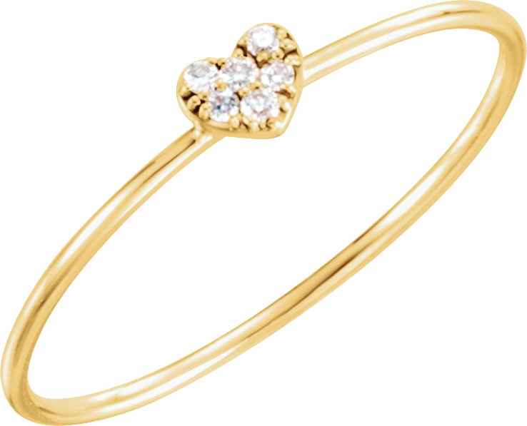 14K Yellow .03 CTW Natural Diamond Petite Heart Cluster Ring