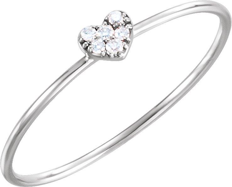 14K White .03 CTW Natural Diamond Petite Heart Cluster Ring