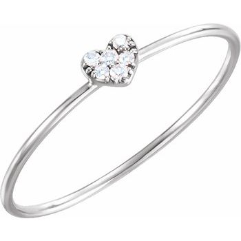 14K White .03 CTW Diamond Petite Heart Ring Ref 11871089