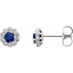 Blue Sapphire & Diamond Halo-Style Earrings or Mounting