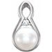 14K White Cultured White Freshwater Pearl & .03 CTW Natural Diamond Pendant