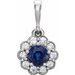 14K White Natural Blue Sapphire & 1/8 CTW Natural Diamond Pendant 