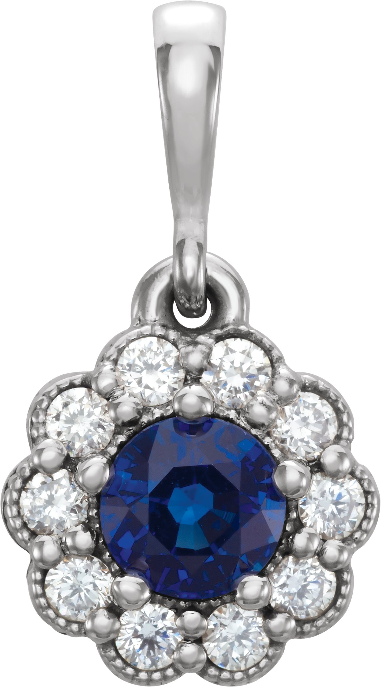Blue Sapphire & Diamond Halo-Style Pendant or Mounting