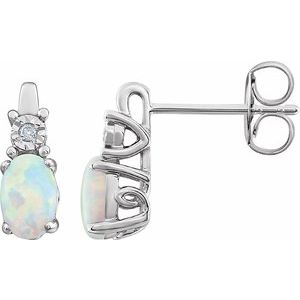 14K White Lab-Grown Opal Opal & .02 CTW Natural Diamond Earrings