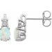 14K White Lab-Grown White Opal Opal & .02 CTW Natural Diamond Earrings