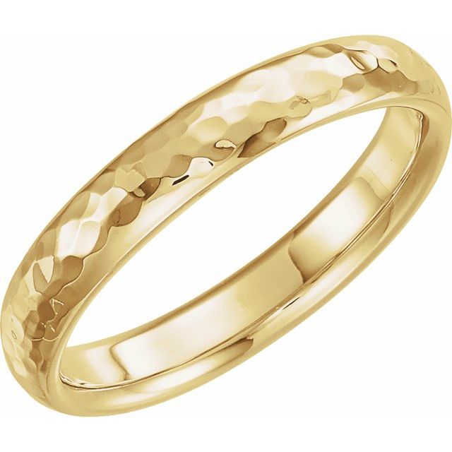 14K Yellow 4 mm Half Round Band with Hammered Textured Size 16