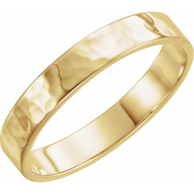 14K Yellow 4 mm Flat Hammered Band Size 5.5