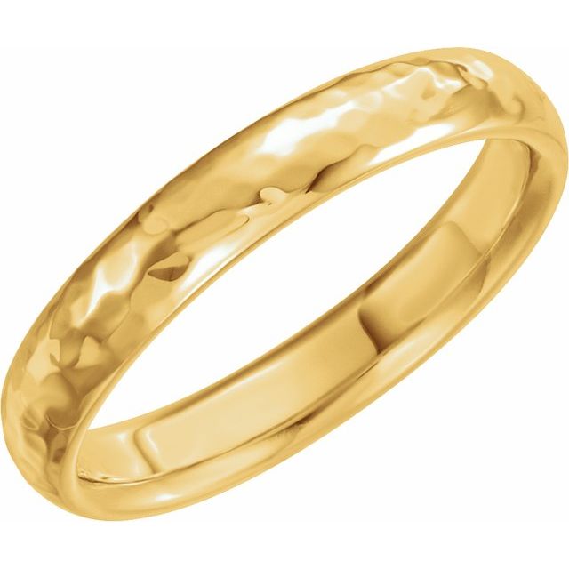 14K Yellow 4 mm Half Round Band with Hammered Texture Size 10
