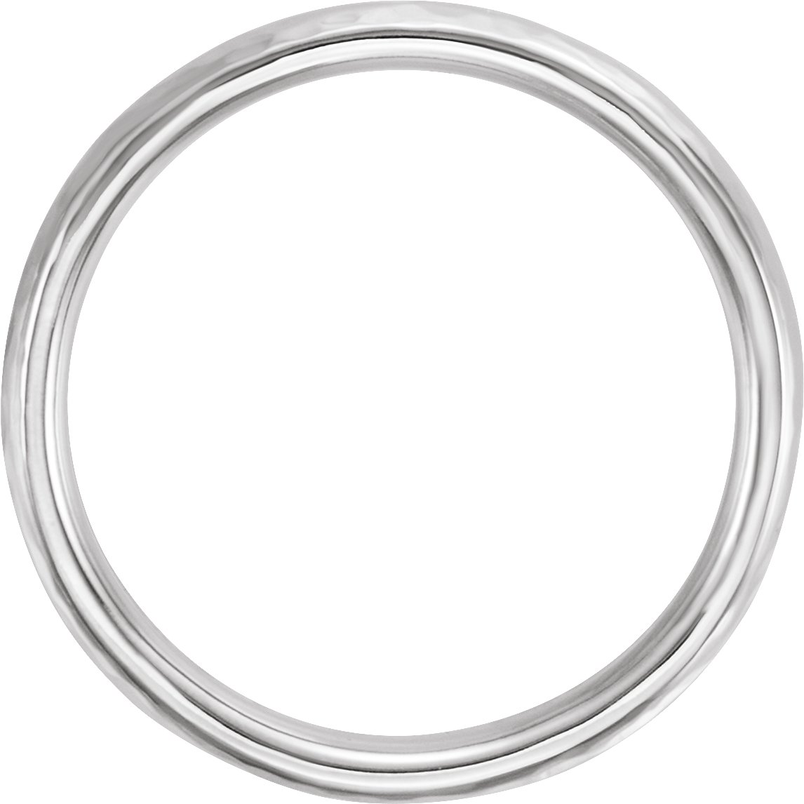 14K White 4 mm Half Round Band with Hammer Finish Size 7 