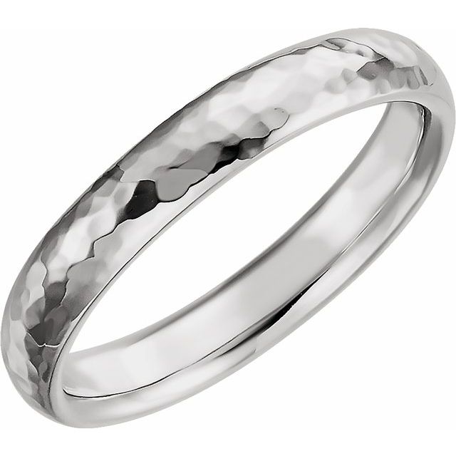 Continuum Sterling Silver 4 mm Half Round Band with Hammered Textured Size [cv