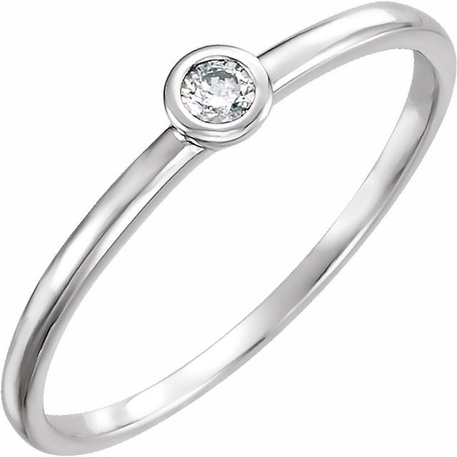 14K White .06 CT Natural Diamond Bezel-Set Ring