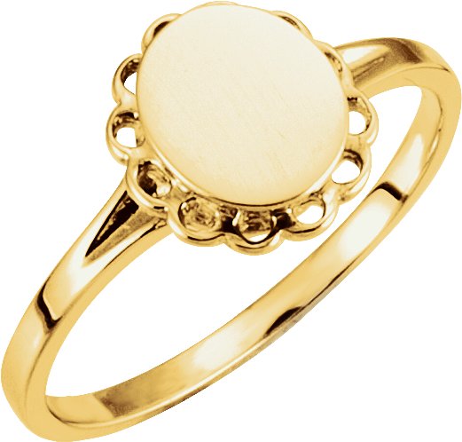 10K Yellow 8x6.7 mm Oval Signet Ring