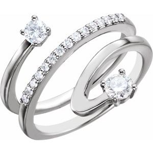 14K White 1/2 CTW Natural Diamond Freeform Ring