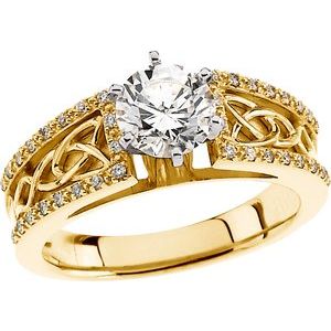14K Yellow 1 1/4 CTW Natural Diamond Celtic-Inspired Engagement Ring