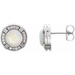 Opal & Diamantové Náušnice halo štýl alebo neosadený