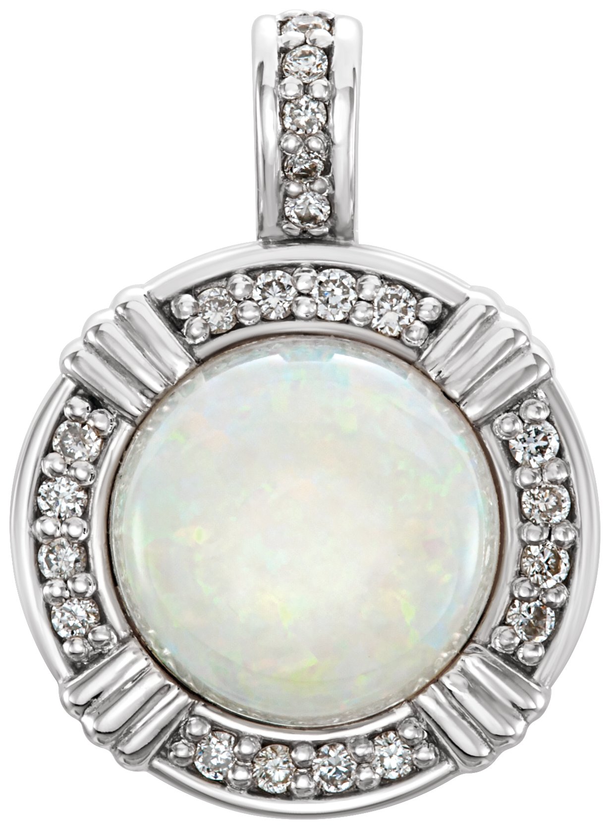 Platinum Opal and .10 CTW Diamond Pendant Ref 11922569