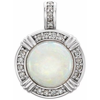 Platinum Opal and .10 CTW Diamond Pendant Ref 11922569