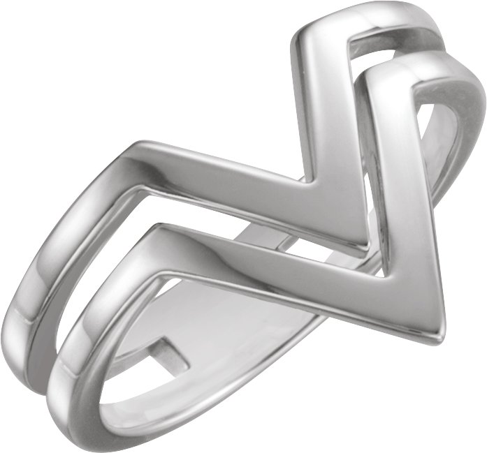 Sterling Silver Double Row "V" Ring