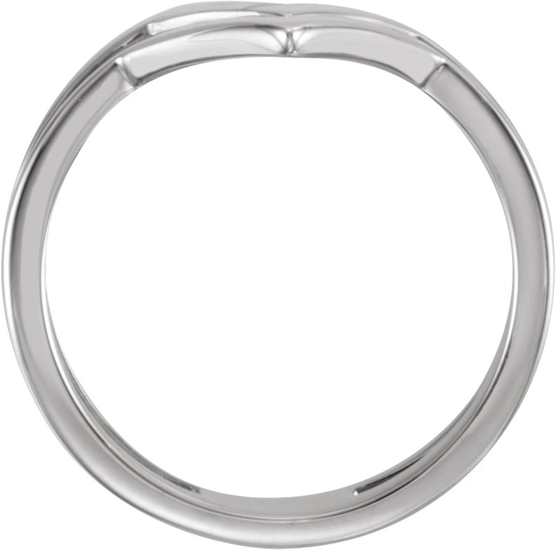 14K White Double V Ring