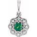 Platinum Natural Emerald & .06 CTW Natural Diamond Halo-Style Pendant 