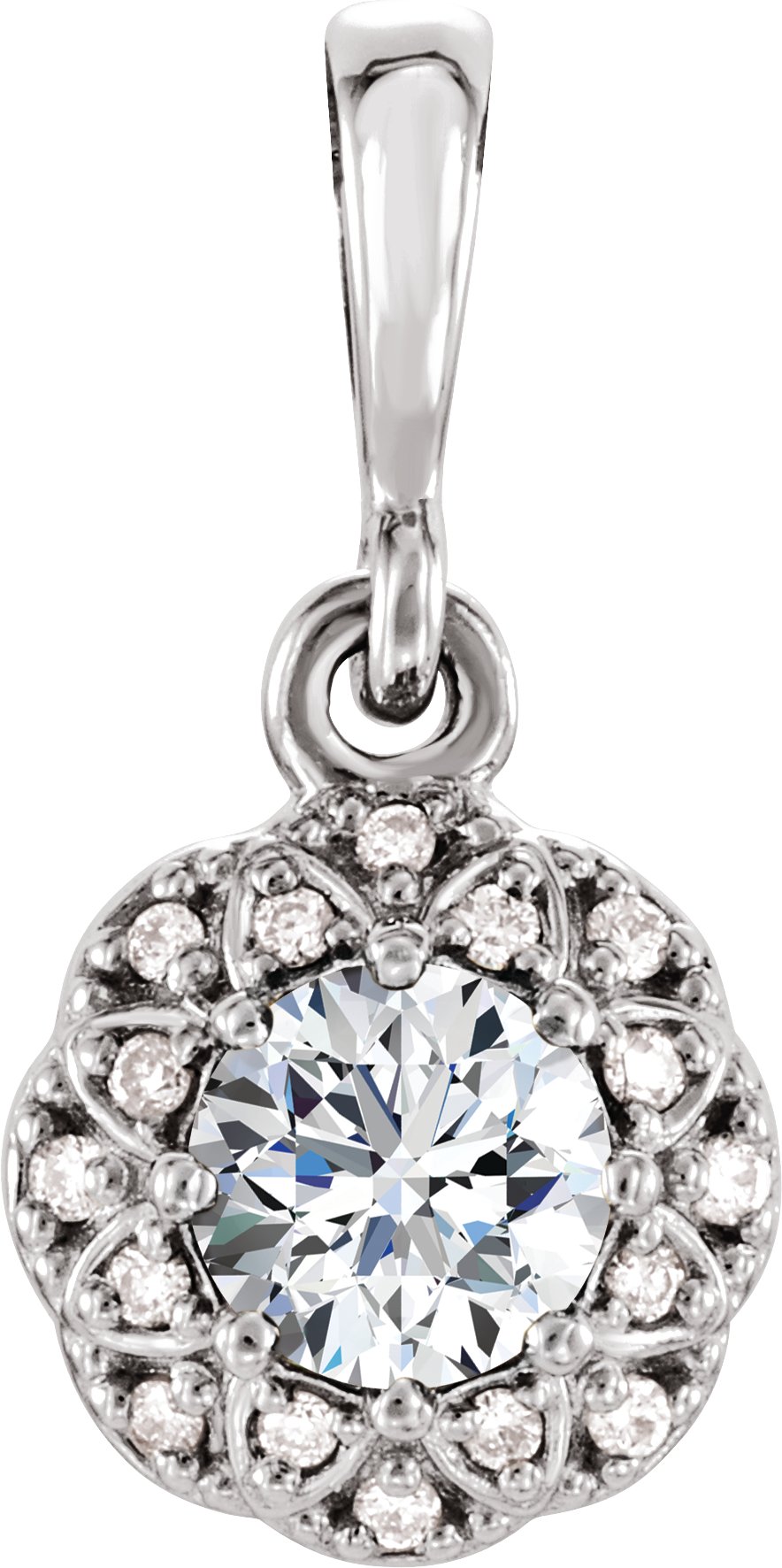 14K White .33 CTW Diamond Halo Style Pendant Ref. 11801241