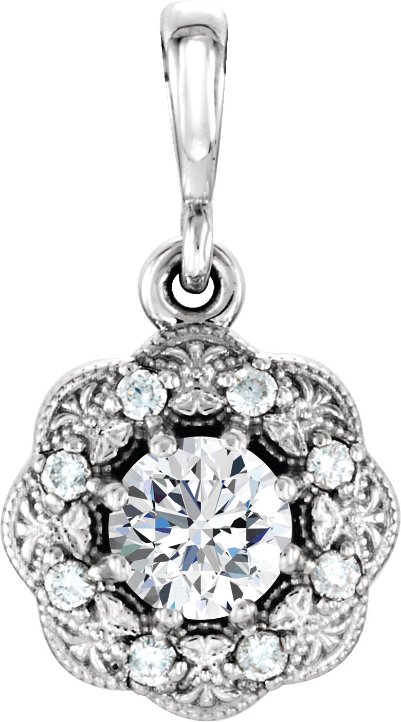 14K White 1/3 CTW Diamond Pendant