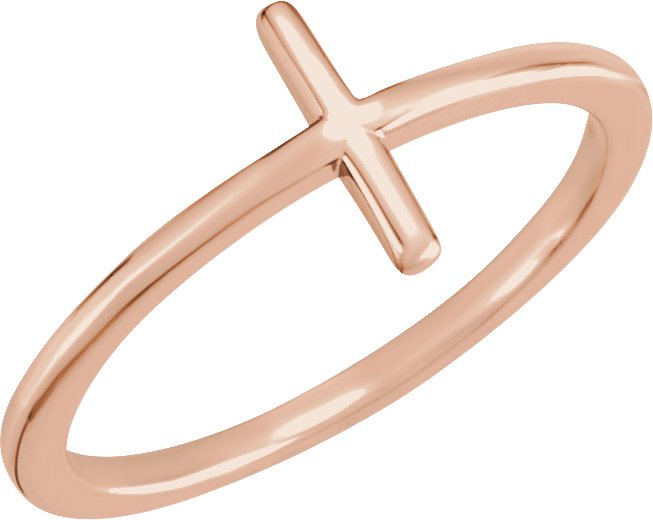 14K Rose Sideways Cross Ring