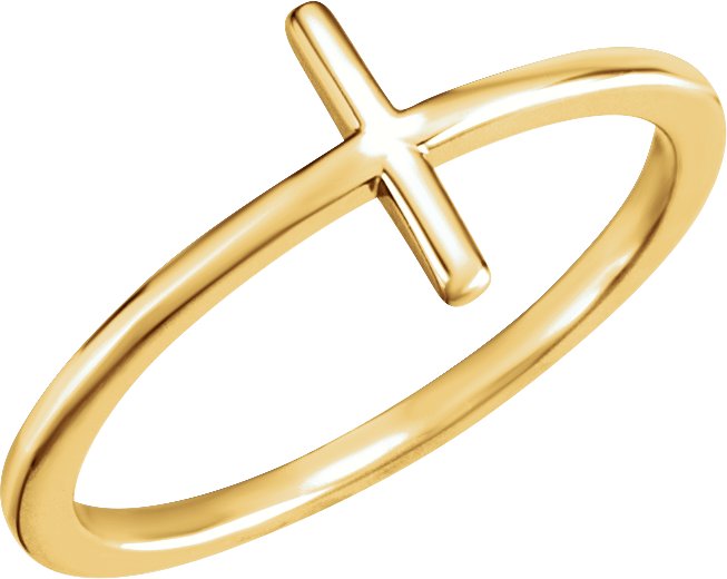 14K Yellow Sideways Cross Ring