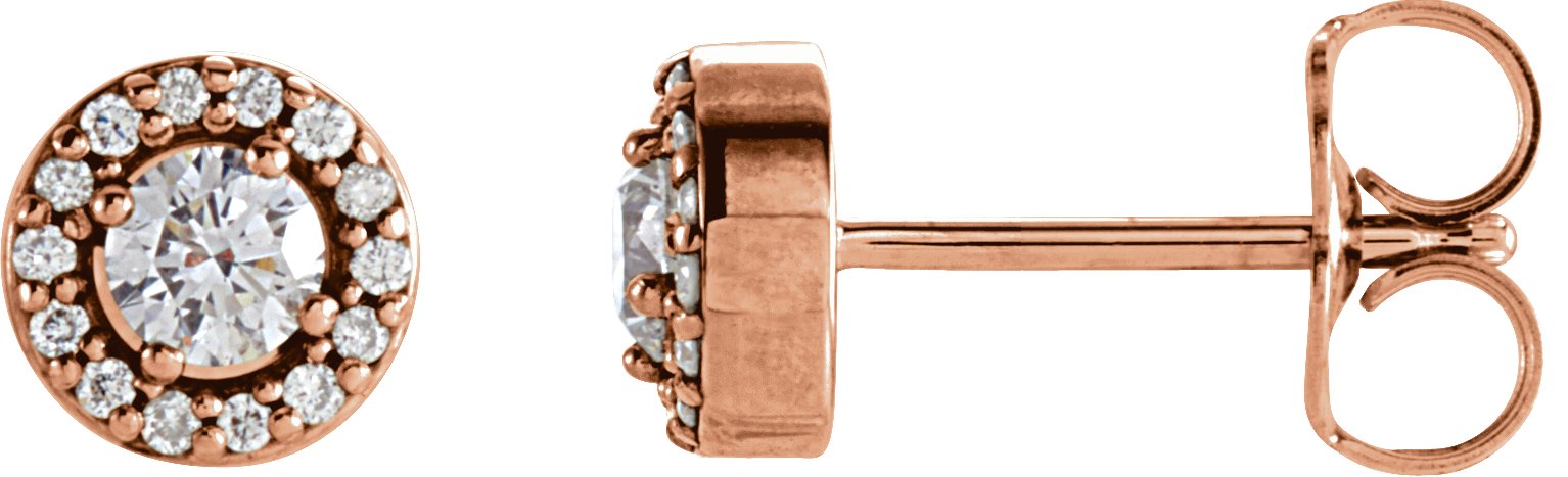 Round 4-Prong Halo-Style Earrings