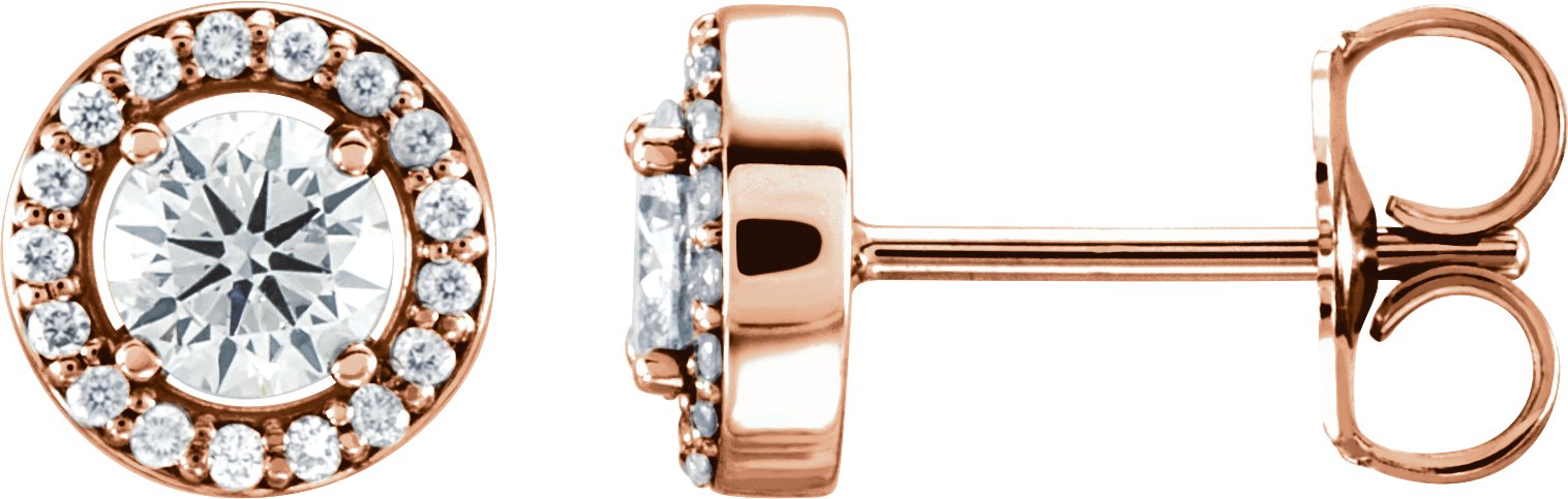 Round 4-Prong Halo-Style Earrings