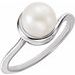14K White 7.5-8.0 mm Freshwater Cultured Pearl Freeform Ring